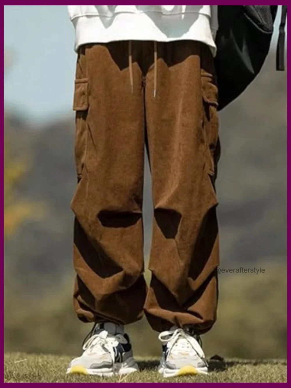 Men's Baggy Cargo Drawstring Parachute Pants - Picture 2 of 5